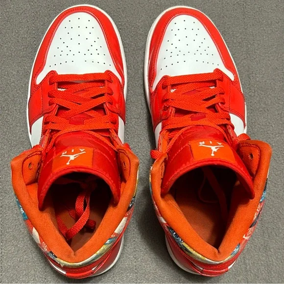 Jordan Men’s High-Top Sneakers in Red and White - Picture 5 of 8